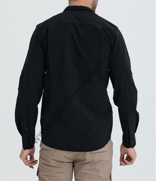 Taktikal Likralı Esnek Kumaş Gömlek Siyah Renk