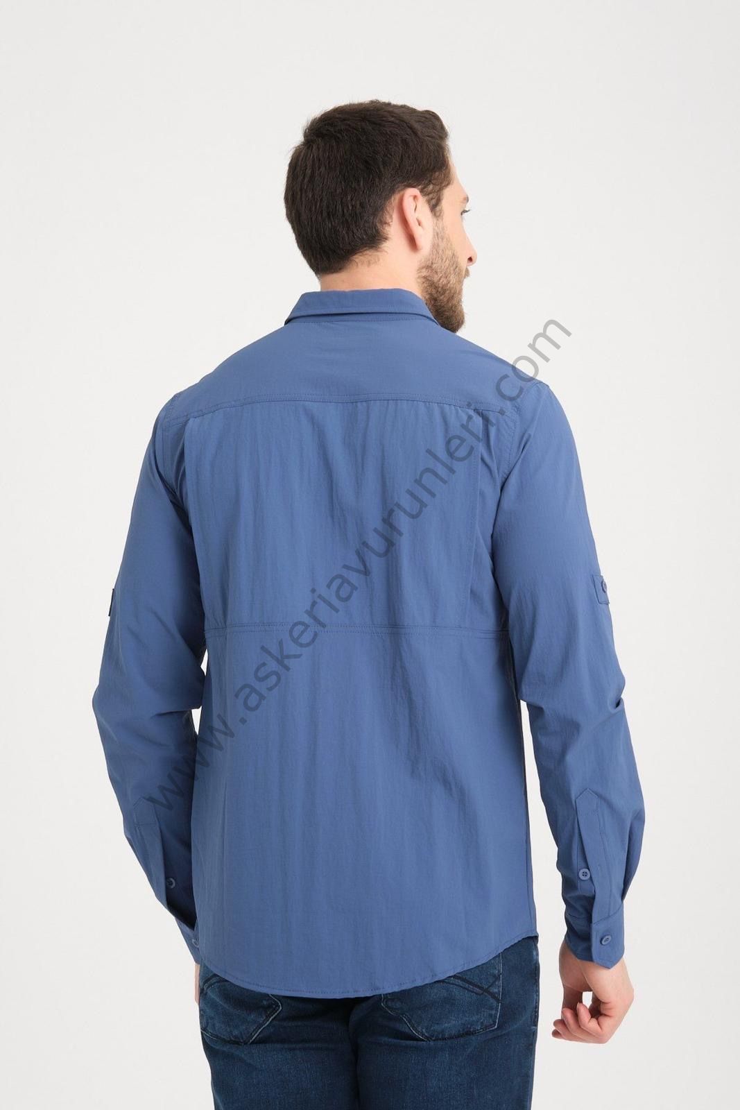 TAD GEAR TAKTİKAL CEPLİ LİKRALI GÖMLEK MAVİ