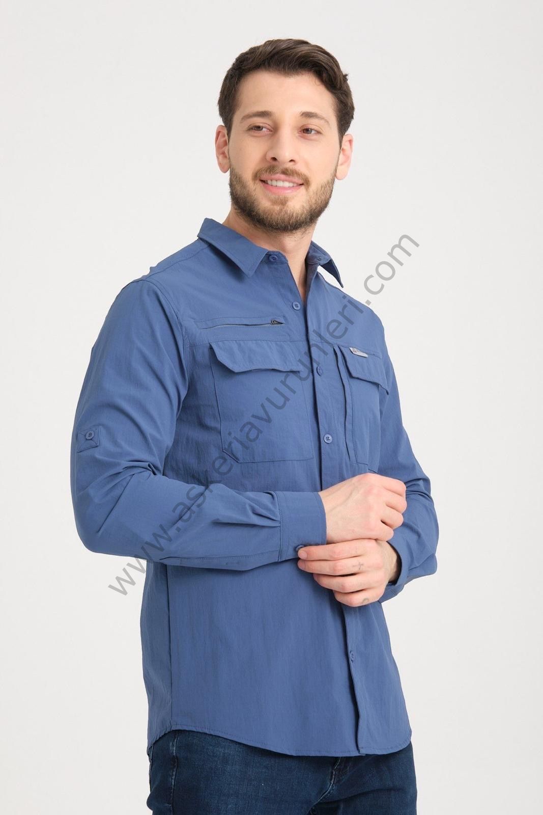 TAD GEAR TAKTİKAL CEPLİ LİKRALI GÖMLEK MAVİ