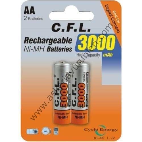 CFL 3000  AA ŞARJLI KALEM PİL 2li