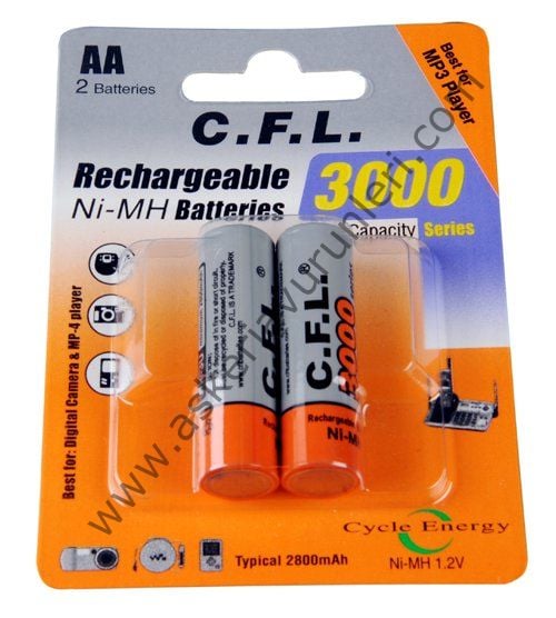 CFL 3000  AA ŞARJLI KALEM PİL 2li